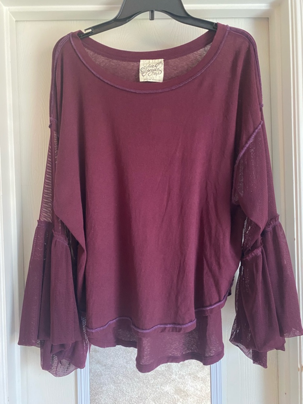 Free People Plum Bell Sleeve Pullover